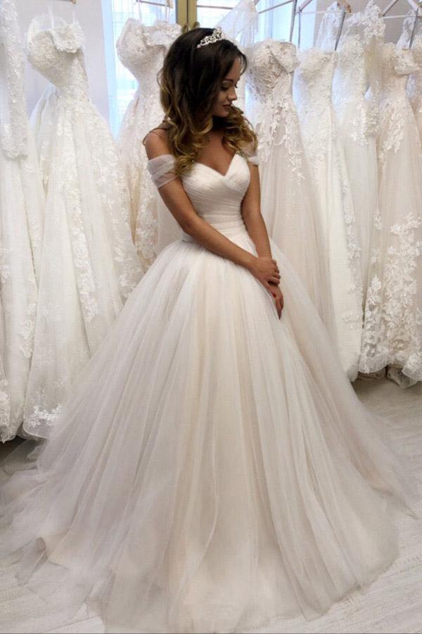 Ivory Tulle Off-the-Shoulder Sweetheart Wedding Dresses, Wedding Gowns, MW732 Ivory Tulle Off-the-Shoulder Sweetheart Wedding Dresses, Wedding Gowns, MW732