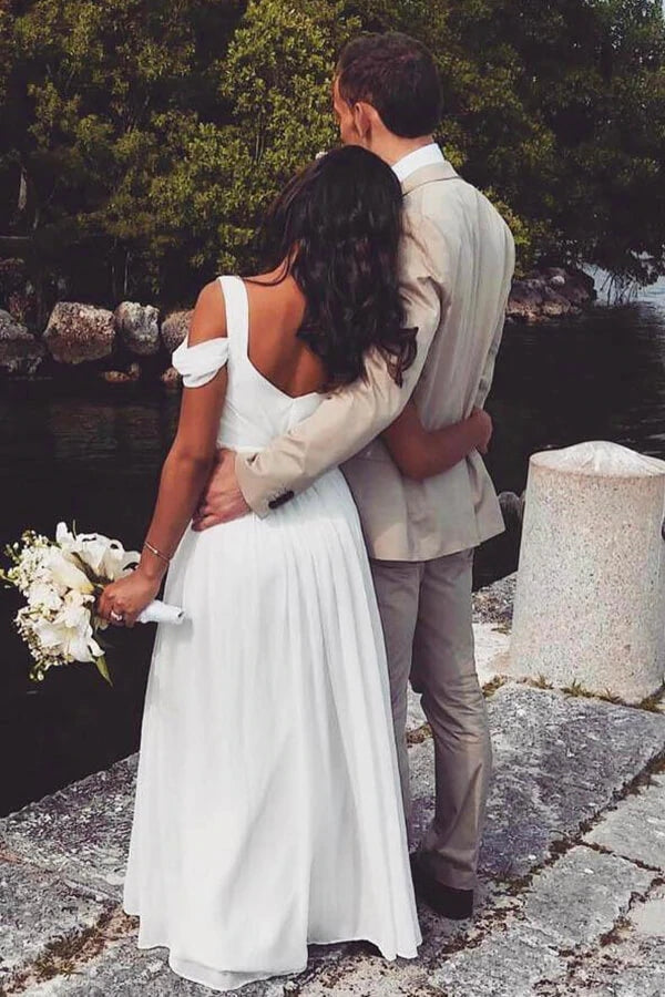 white christmas dresses Ivory Vintage A-line Floor Length Wedding Dresses MW671