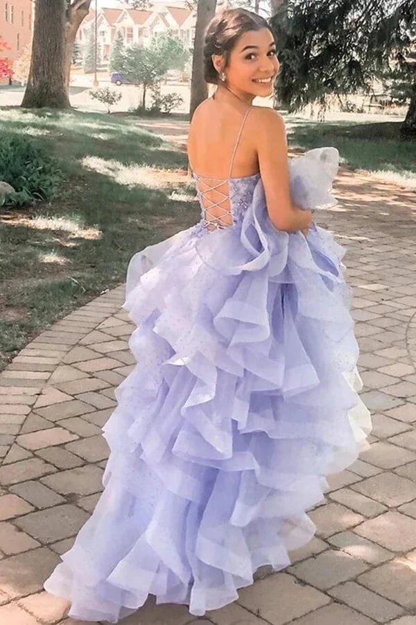 Lavender Tulle A-line Spaghetti Straps Prom Dress MP732 Musebridals