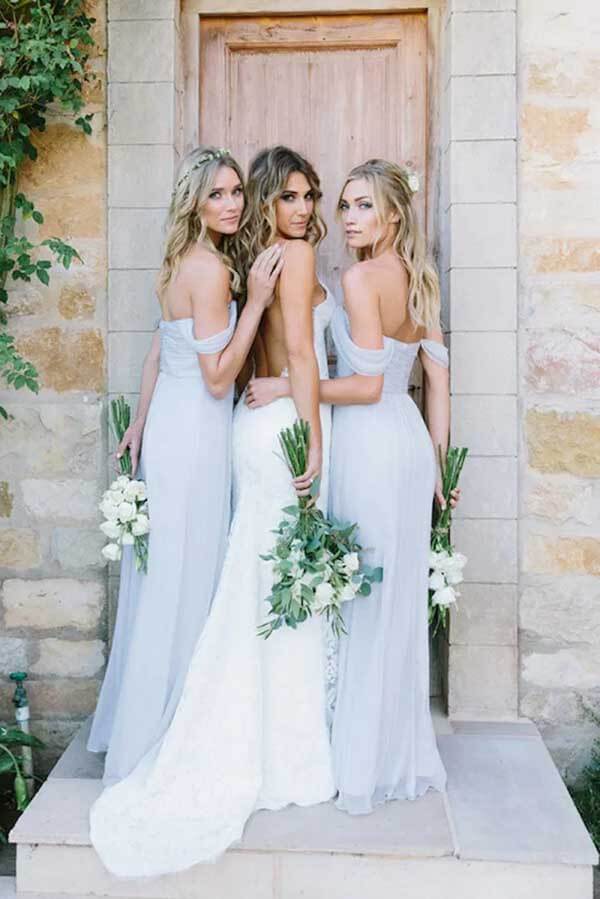 Light Blue Chiffon A-line Off-the-Shoulder Floor Length Bridesmaid Dresses, MBD179 Light Blue Chiffon A-line Off-the-Shoulder Floor Length Bridesmaid Dresses, MBD179