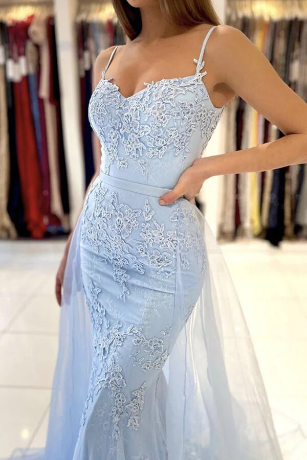 Light Blue Lace Mermaid Dress, Evening Gown, MP728 | Musebridals