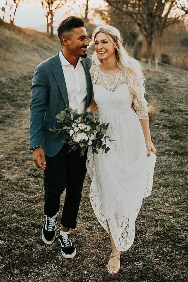 Leather and hotsell lace wedding dress