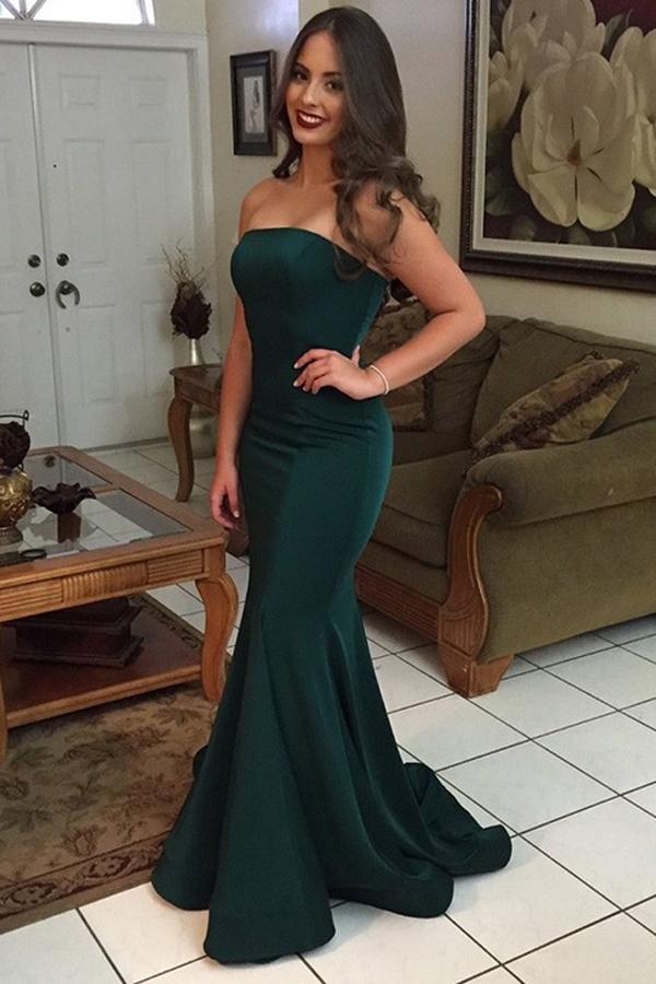 Green Mermaid Strapless Off Shoulder Simple Cheap Long Prom Dresses, MP244 Musebridals Green Mermaid Strapless Off Shoulder Simple Cheap Long Prom Dresses, MP244 Musebridals