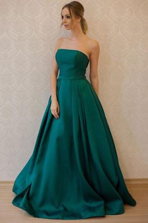 Green A-line Off Shoulder Strapless Simple Prom Dresses Formal Dress, MP245 Musebridals Green A-line Off Shoulder Strapless Simple Prom Dresses Formal Dress, MP245 Musebridals