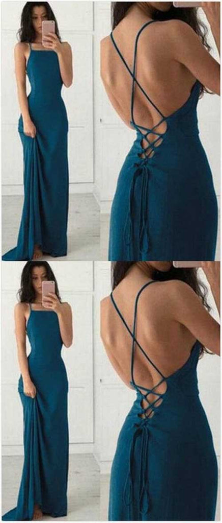 Simple Cheap Chiffon Halter Backless Criss Cross Long Prom Dresses, MP255|musebridals.com