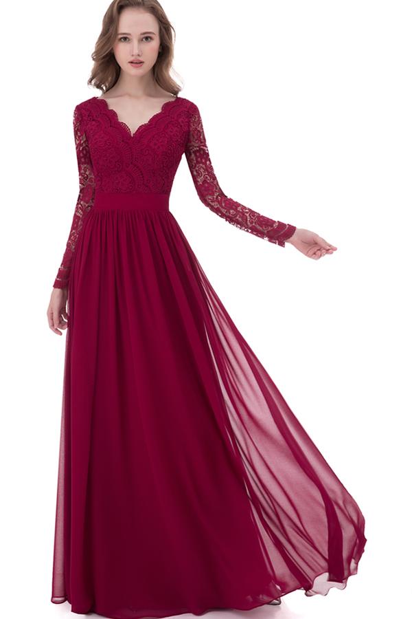 burgundy bridesmaid maxi dress Sara A-Line Chiffon Maxi Dress