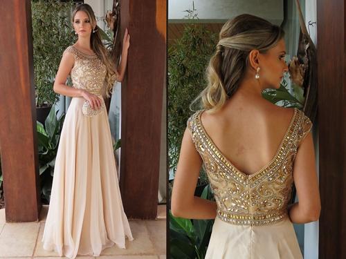Elegant Chiffon A Line Cap Sleeves Round Neck Long Prom Dress with Bea Musebridals Elegant Chiffon A Line Cap Sleeves Round Neck Long Prom Dress with Bea Musebridals