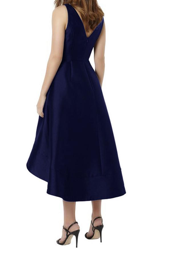 blue dress for baby girl Navy Blue A-line High Low Simple Bridesmaid Dress,Wedding Party Dress –  Musebridals