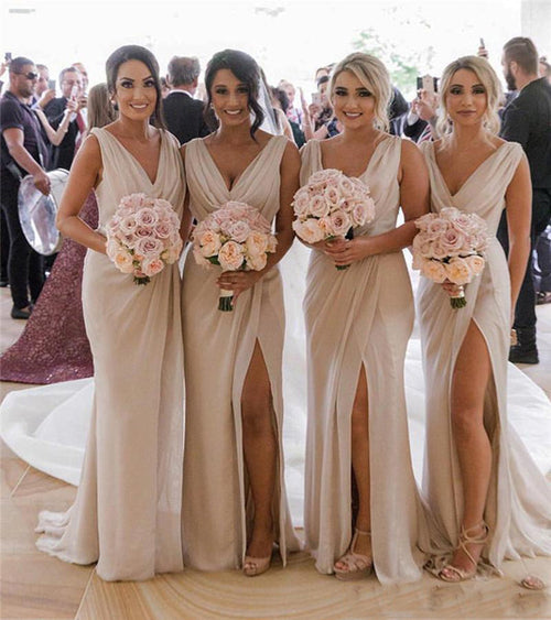 Simple Sheath Long Bridesmaid Dresses with Slit, Cheap Bridesmaid Dres Musebridals Simple Sheath Long Bridesmaid Dresses with Slit, Cheap Bridesmaid Dres Musebridals