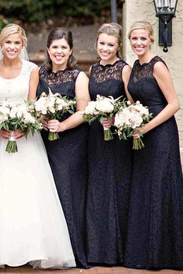 Cheap Black Lace Illusion Mermaid Long Bridesmaid Dresses Online,MBD107 Cheap Black Lace Illusion Mermaid Long Bridesmaid Dresses Online,MBD107