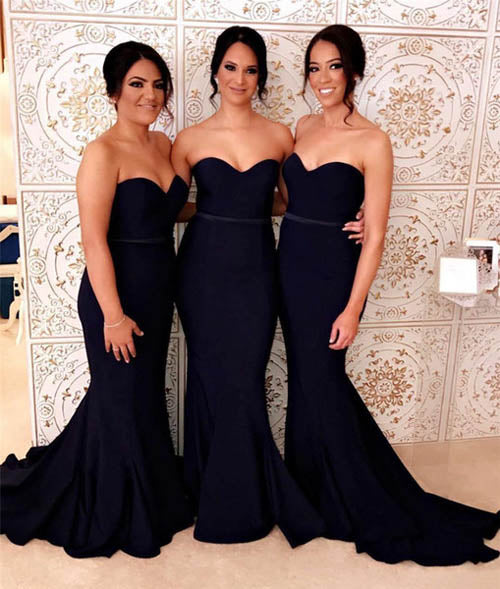 Black mermaid bridesmaid dresses on sale