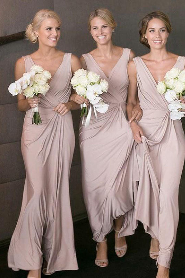Simple Straps Dusty Pink Long Cheap Bridesmaid Dresses Online,MBD112 Simple Straps Dusty Pink Long Cheap Bridesmaid Dresses Online,MBD112