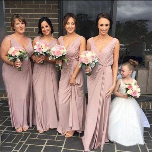 Simple Straps Dusty Pink Long Cheap Bridesmaid Dresses Online,MBD112 Simple Straps Dusty Pink Long Cheap Bridesmaid Dresses Online,MBD112