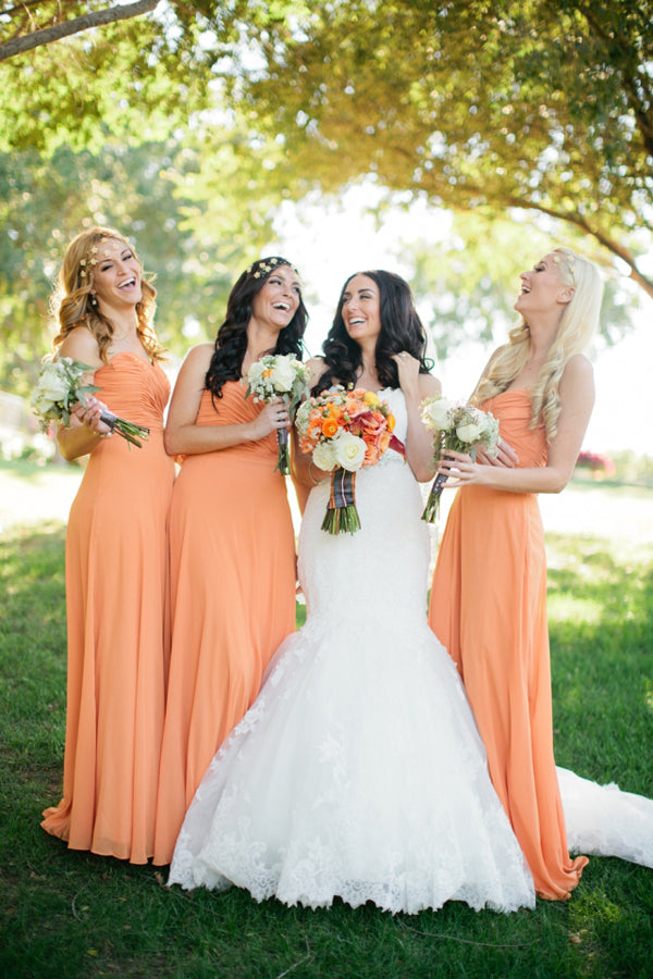 Cheap Sweetheart Peach Chiffon Long Bridesmaid Dresses Online,MBD122 Cheap Sweetheart Peach Chiffon Long Bridesmaid Dresses Online,MBD122
