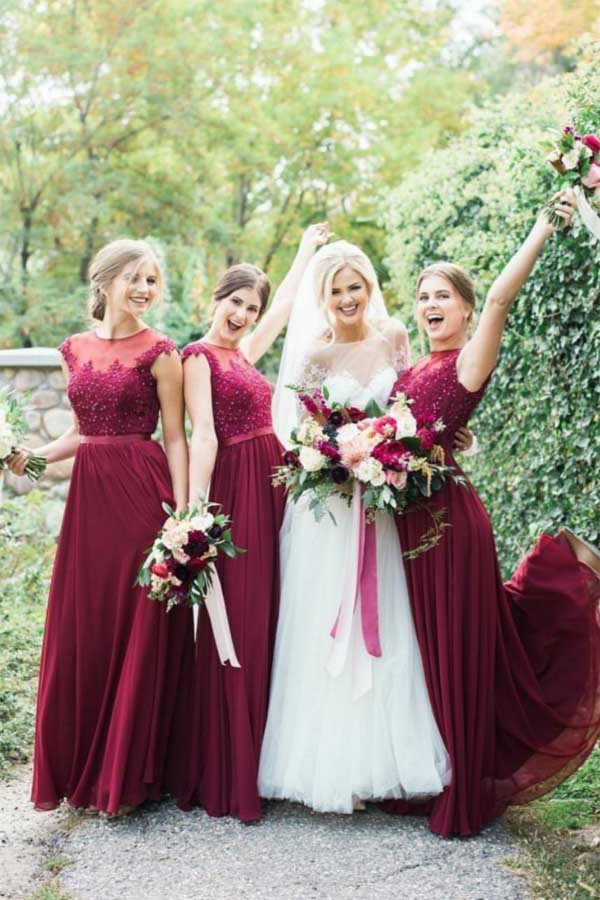 Burgundy Long Bridesmaid Dresses Moest Lace Applique Formal Dress,MBD1 Musebridals Burgundy Long Bridesmaid Dresses Moest Lace Applique Formal Dress,MBD1 Musebridals