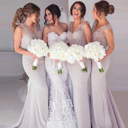 sachin and babi light blue dress Mermaid Sweetheart Grey Sweep Train Elastic Satin Long Bridesmaid Dres –  Musebridals