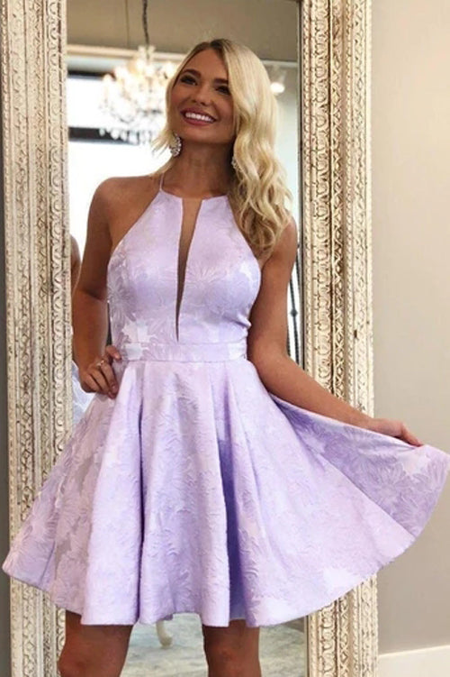 Floral Homecoming Dresses with Pocket Halter Graduation Dress, MH471 –  Musebridals