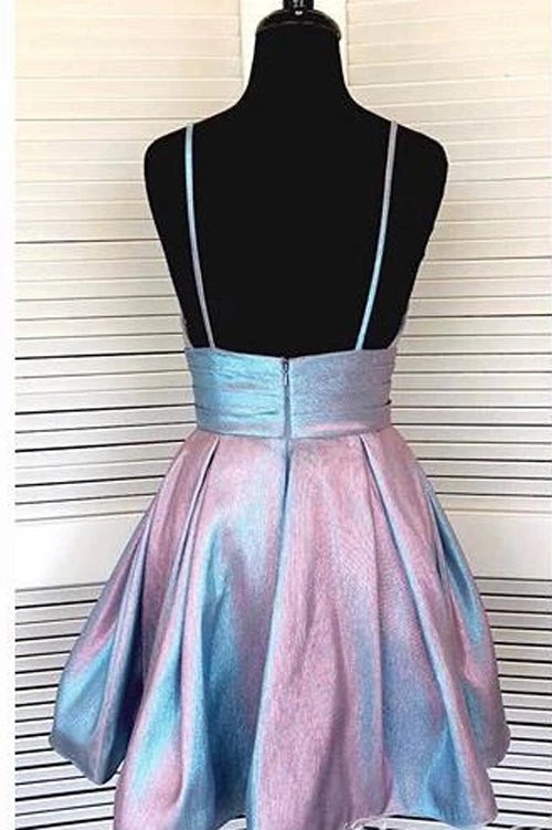 Spaghetti Strap Formal Dress Short V-neck Homecoming Dresses ,MH472 –  Musebridals