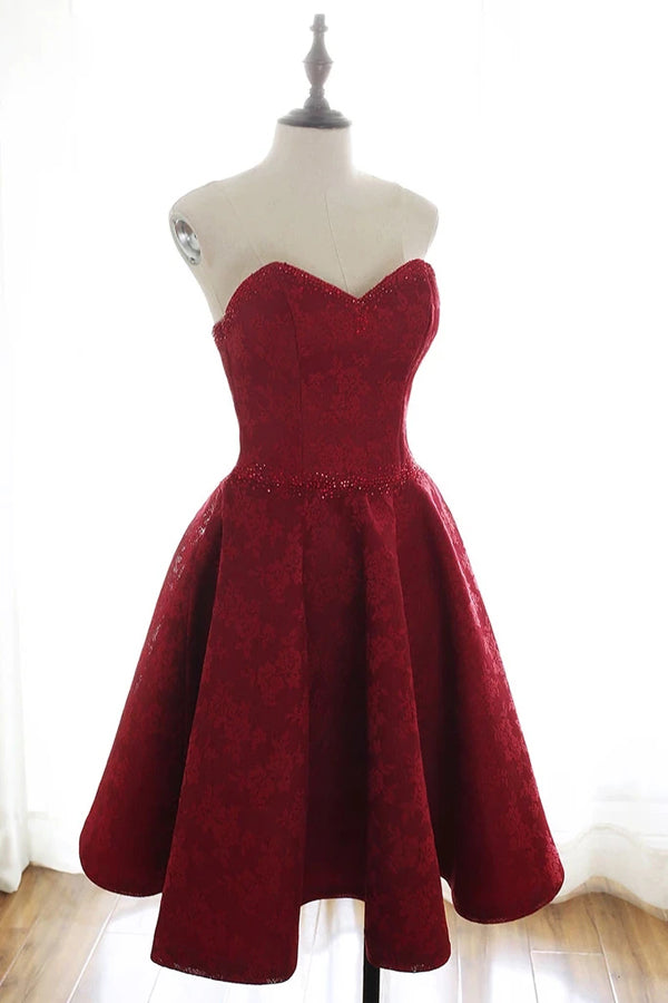 Burgundy Sweetheart Lace Homecoming Dresses,MH513 | Musebridals Burgundy Sweetheart Lace Homecoming Dresses,MH513 | Musebridals