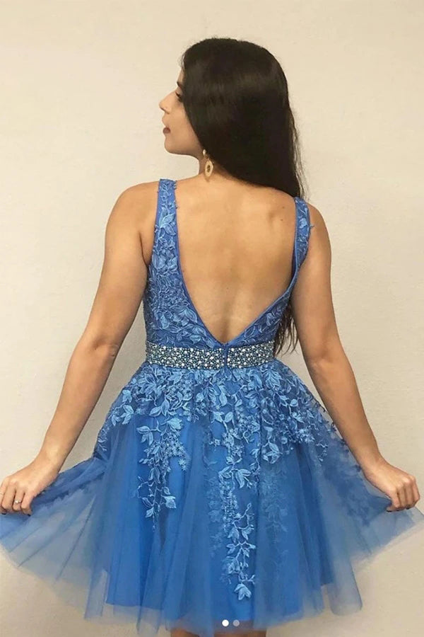 A-line V-neck Homecoming Dress With Appliques,MH514 | Musebridals A-line V-neck Homecoming Dress With Appliques,MH514 | Musebridals