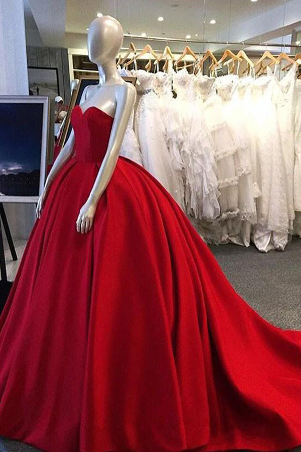 Chic Ball Gown Sweetheart Burgundy Long Prom Dress/Evening Dress,MP434 at musebridals.com