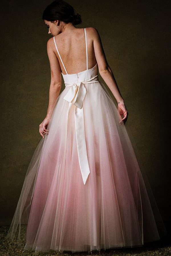Musebridals.com offerChic A-line Floor-length Ombre Spaghetti Straps Long Prom Dress,MP435
