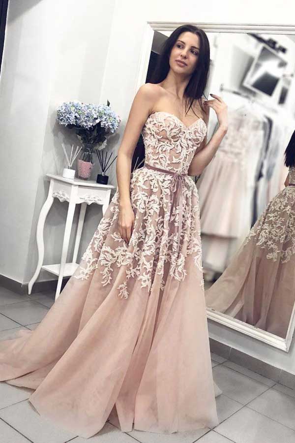 Ball Gown Sweetheart Dusty Blush Lace Long Prom Dresses,Elegant Gown D Musebridals Ball Gown Sweetheart Dusty Blush Lace Long Prom Dresses,Elegant Gown D Musebridals