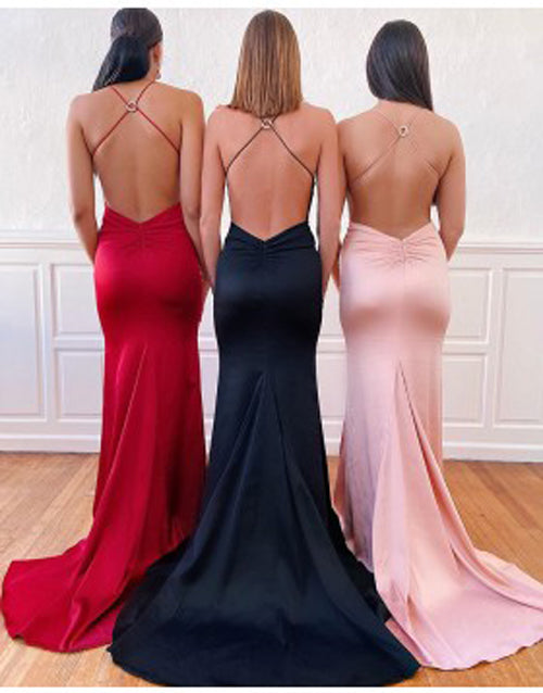 Elegant Mermaid V-neck Open Back Long Prom Dresses Under 100,Evening Dresses,MP553 | musebridals.com