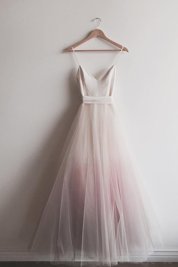 Ombre Prom Dresses Spaghetti Straps A-line Floor-length Long Prom Dress,MP569