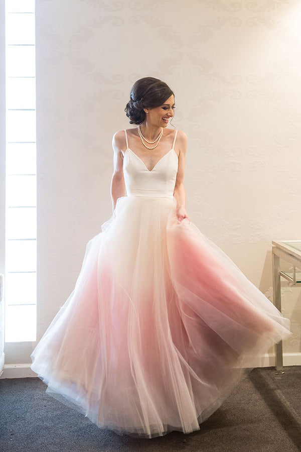 Ombre Prom Dresses Spaghetti Straps A-line Floor-length Long Prom Dress,MP569 | musebridals.com
