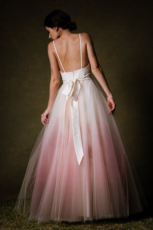 Ombre Prom Dresses Spaghetti Straps A-line Floor-length Long Prom Dress,MP569