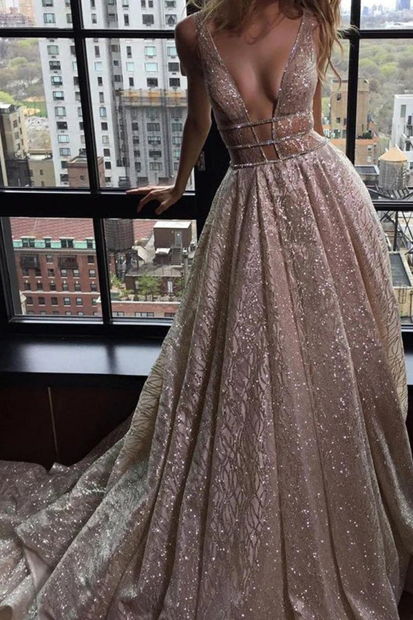 Simple Prom Dresses V-neck Silver Organza Long Prom Dress/Evening Dres Musebridals Simple Prom Dresses V-neck Silver Organza Long Prom Dress/Evening Dres Musebridals