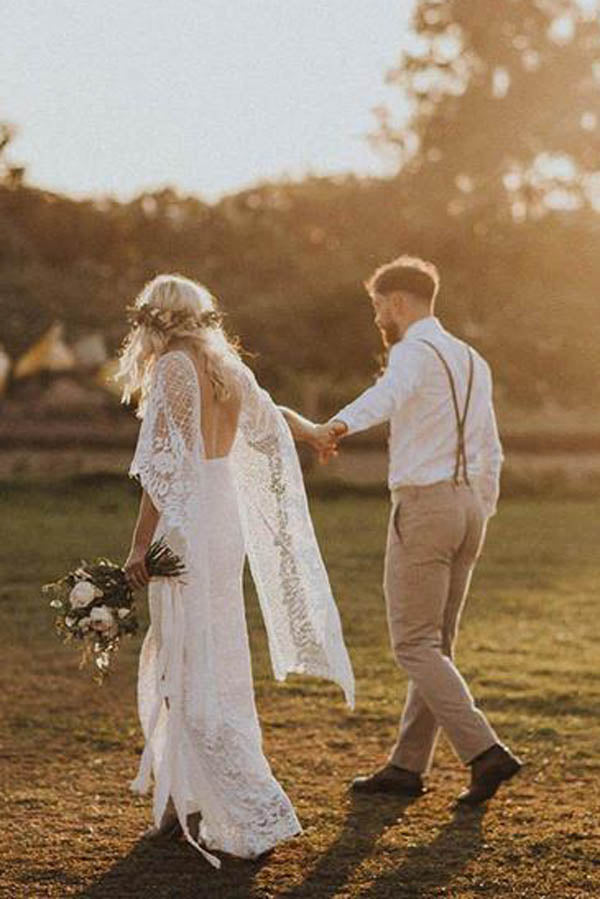 Sheath Boho Batwing Sleeve Lace Rustic Ivory Wedding Dresses ,MW276 Musebridals Sheath Boho Batwing Sleeve Lace Rustic Ivory Wedding Dresses ,MW276 Musebridals