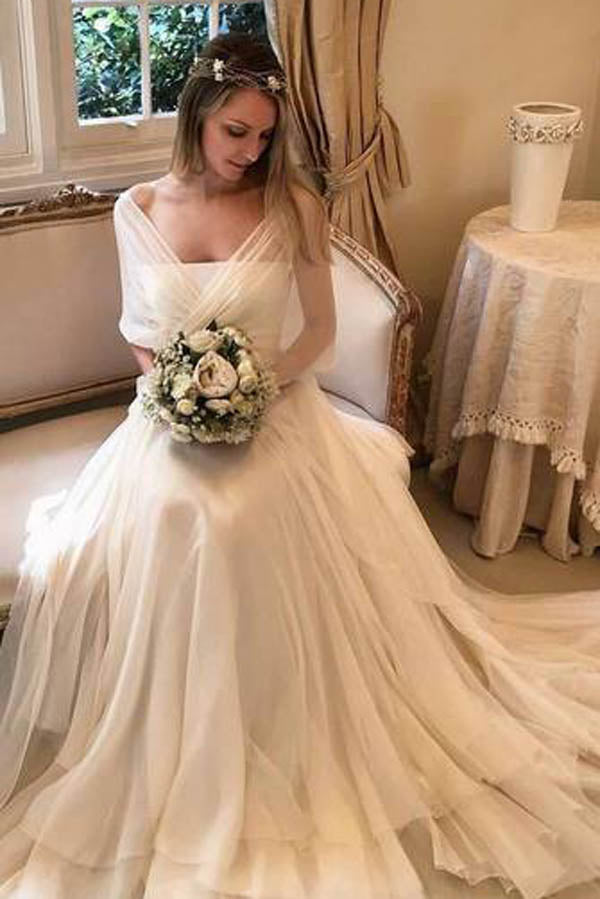 Elegant wedding dress simple Clearance