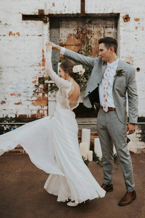 Romantic Boho Long Sleeve Beach Lace Backless Wedding Dress,MW294 Romantic Boho Long Sleeve Beach Lace Backless Wedding Dress,MW294