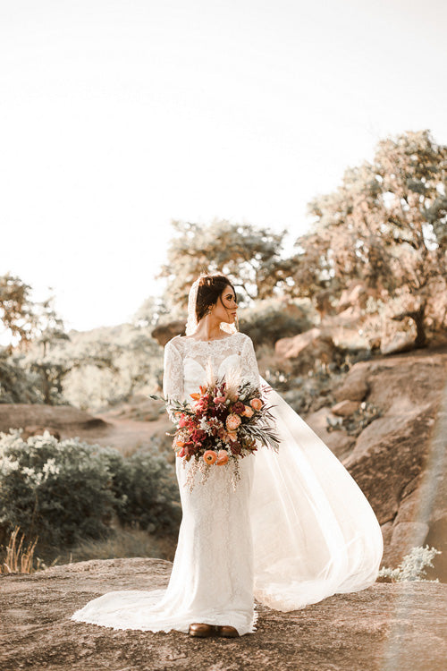 sheath bridal dress Illusion Neckline Ivory Lave Wedding Dress Long Sleeves Sheath Bridal Dress,MW350