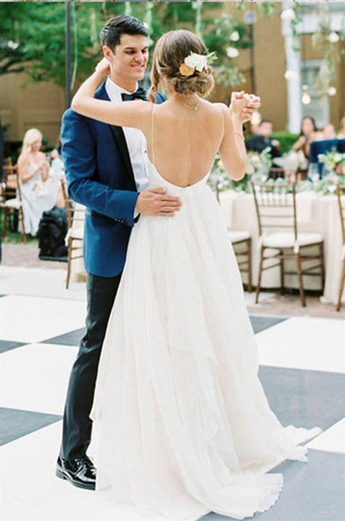 Cheap Ivory Spaghetti Strap Wedding Dresses Backless V-neck Bridal Dress,MW376 Cheap Ivory Spaghetti Strap Wedding Dresses Backless V-neck Bridal Dress,MW376