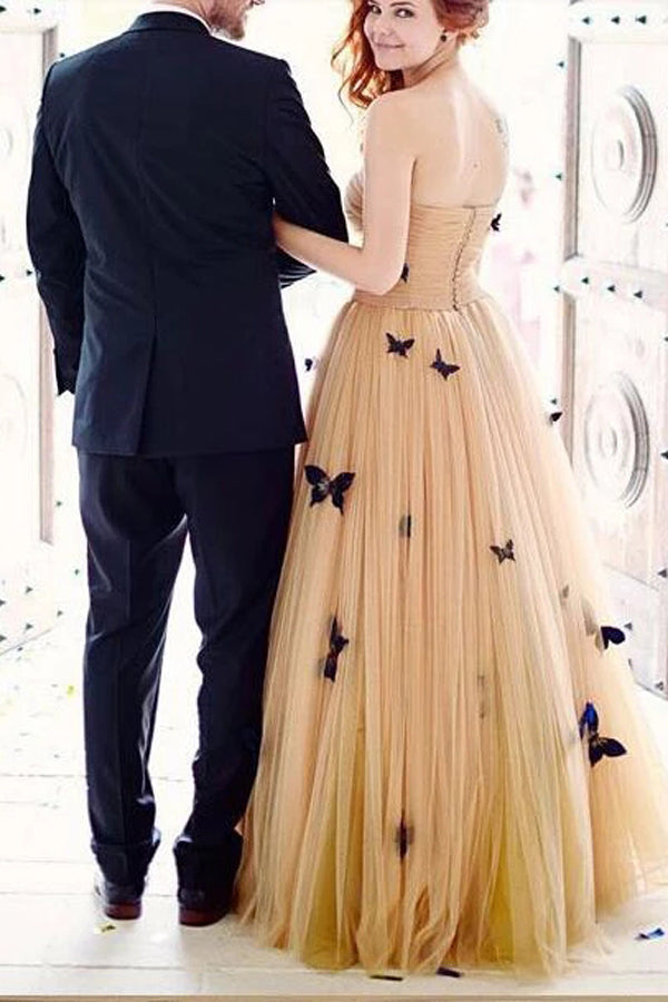 Beautiful Butterfly Wedding Dresses Sweetheart Ruffles Bridal Gown,MW3 –  Musebridals