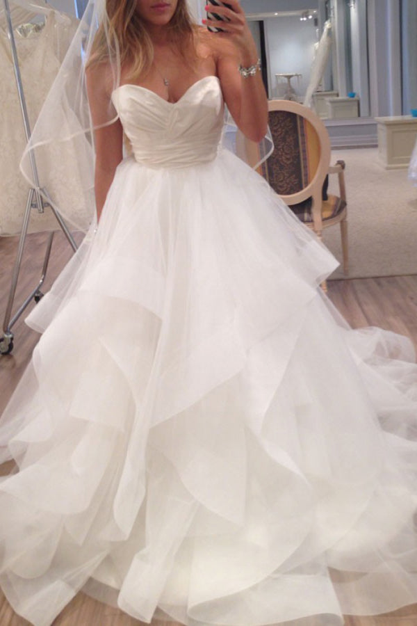 open lace back dress Sweetheart High-Low Organza Wedding Dress-HT_708799 – DorrisDress main image 0