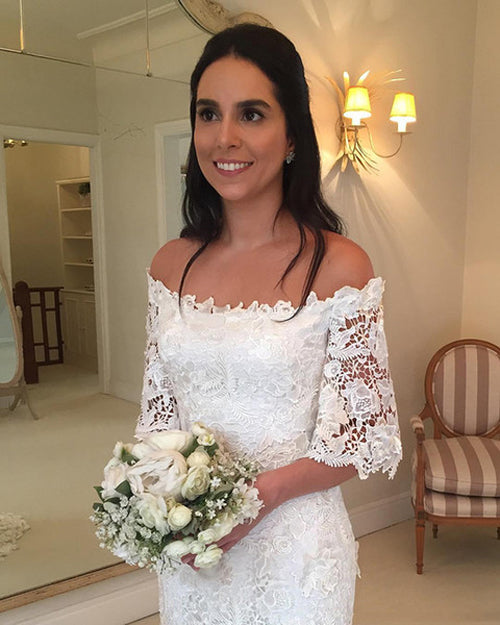 off the shoulder lace short wedding dress Short Civil Lace Wedding Dress Ivory Off Shoulder Mini Bridal Gowns For Women Bride Backless Vestidos De Novia Customed
