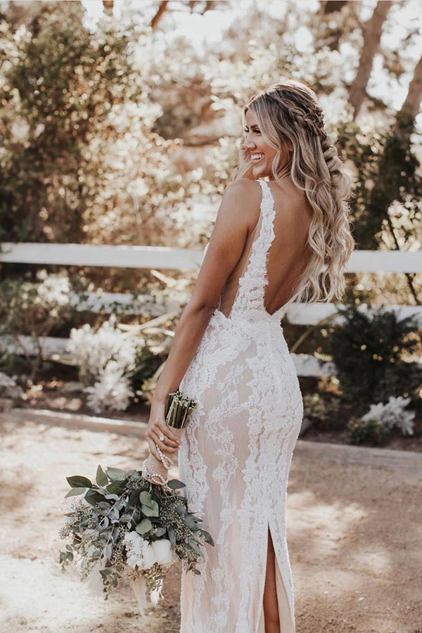 Mermaid/Trumpet Attractive Floor-length V-neck Lace Wedding Dress,MW43 Musebridals Mermaid/Trumpet Attractive Floor-length V-neck Lace Wedding Dress,MW43 Musebridals