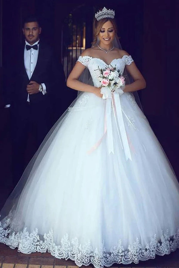 Simple Wedding Dresses Ball Gown Off-the-shoulder Floor-length Bridal Gown,MW452 Simple Wedding Dresses Ball Gown Off-the-shoulder Floor-length Bridal Gown,MW452