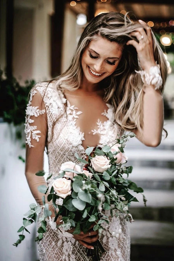 chinese dress ladies CELIA / Unique Lace Wedding Dress with Long Puff Sleeves