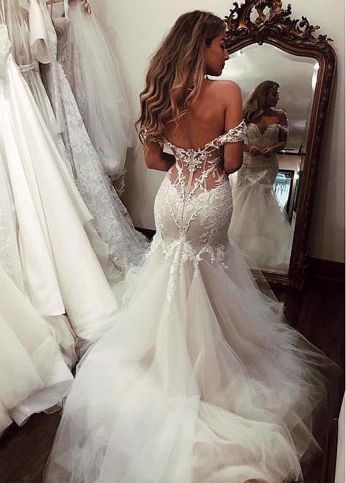 Cheap Off the Shoulder Mermaid Wedding Dresses Vintage Lace Bridal Gown,MW492 Cheap Off the Shoulder Mermaid Wedding Dresses Vintage Lace Bridal Gown,MW492
