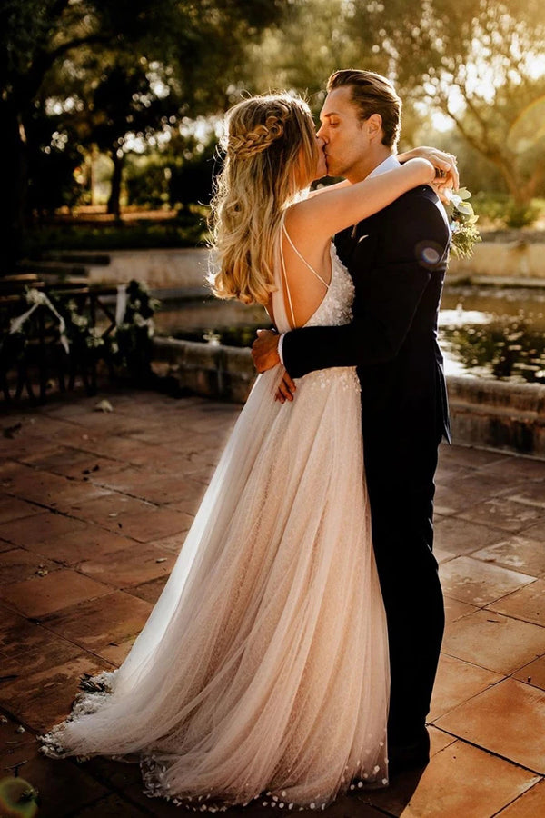 Spaghetti Straps Romantic Bridal Dresses,MW502 | Musebridals Spaghetti Straps Romantic Bridal Dresses,MW502 | Musebridals