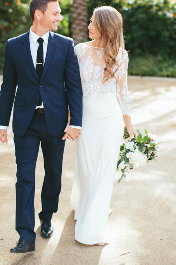 Boho Lace Two Piece Mermaid Chiffon Wedding Dress, MW510 | Musebridals Boho Lace Two Piece Mermaid Chiffon Wedding Dress, MW510 | Musebridals