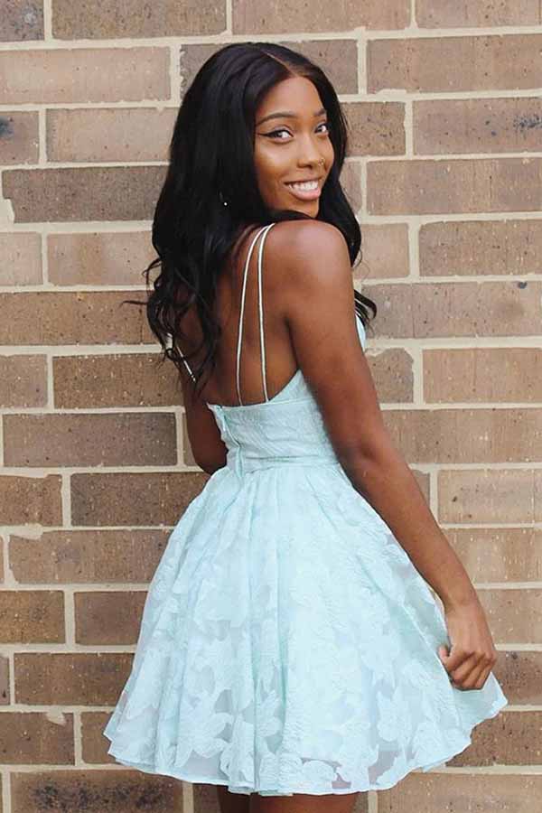 Mint Green A-line V-neck Backless Homecoming Dress MH557 | Musebridals Mint Green A-line V-neck Backless Homecoming Dress MH557 | Musebridals