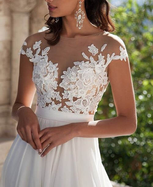 White Lace A-Line Front Split Wedding Dresses With Appliques, Bridal Dress, MW191 White Lace A-Line Front Split Wedding Dresses With Appliques, Bridal Dress, MW191