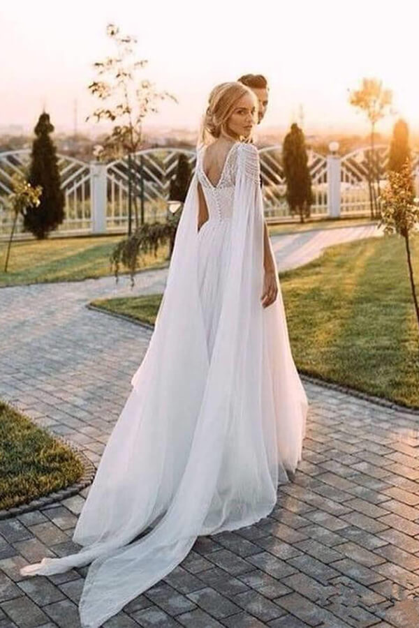 New Arrival Lace Beaded Cap Sleeves Wedding Dress MW596 | Musebridals New Arrival Lace Beaded Cap Sleeves Wedding Dress MW596 | Musebridals