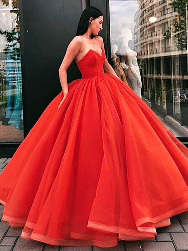 Organza Princess Ball Gown Sweetheart Prom Dresses, Long Formal Dresses, MP670 | red prom dresses | ball gown prom dress | evening gown | www.musebridals.com